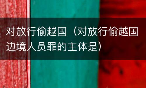 对放行偷越国（对放行偷越国边境人员罪的主体是）