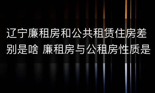 辽宁廉租房和公共租赁住房差别是啥 廉租房与公租房性质是一样的吗