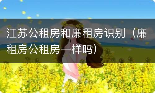江苏公租房和廉租房识别（廉租房公租房一样吗）
