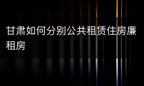 甘肃如何分别公共租赁住房廉租房
