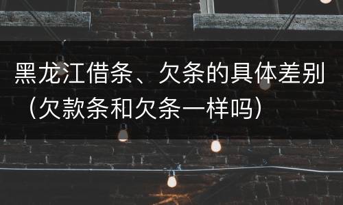 黑龙江借条、欠条的具体差别（欠款条和欠条一样吗）