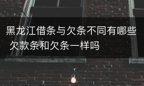黑龙江借条与欠条不同有哪些 欠款条和欠条一样吗