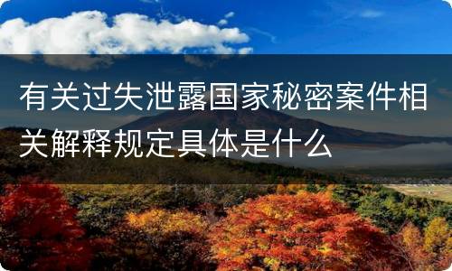 有关过失泄露国家秘密案件相关解释规定具体是什么