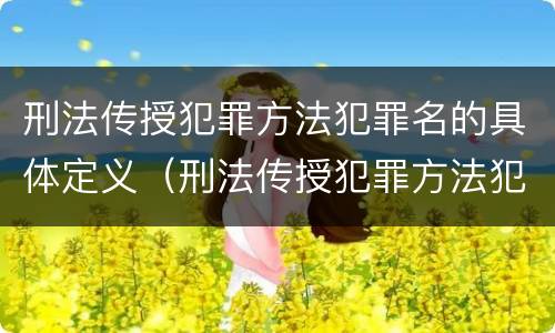刑法传授犯罪方法犯罪名的具体定义（刑法传授犯罪方法犯罪名的具体定义是什么）