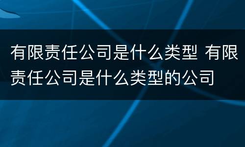 有限责任公司是什么类型 有限责任公司是什么类型的公司