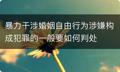 暴力干涉婚姻自由行为涉嫌构成犯罪的一般要如何判处