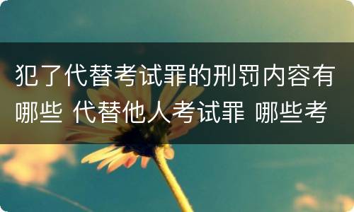 犯了代替考试罪的刑罚内容有哪些 代替他人考试罪 哪些考试