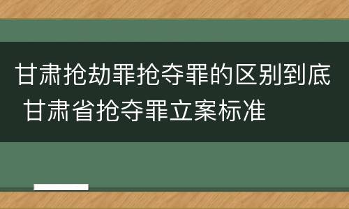 甘肃抢劫罪抢夺罪的区别到底 甘肃省抢夺罪立案标准
