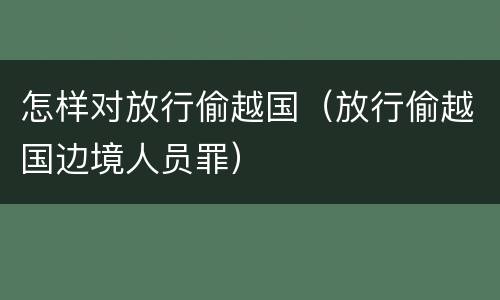 怎样对放行偷越国（放行偷越国边境人员罪）