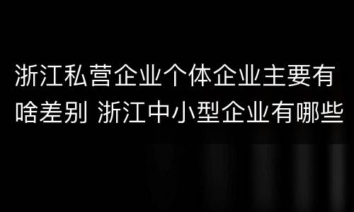 浙江私营企业个体企业主要有啥差别 浙江中小型企业有哪些