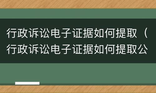 行政诉讼电子证据如何提取（行政诉讼电子证据如何提取公积金）