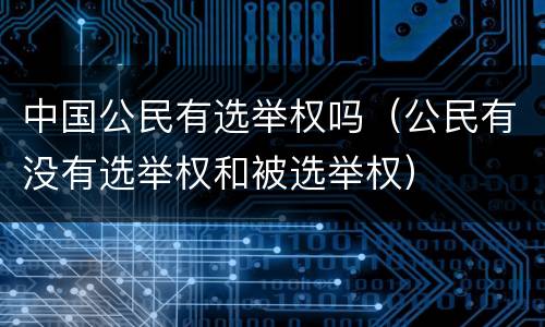 中国公民有选举权吗（公民有没有选举权和被选举权）