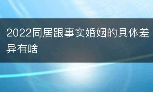 2022同居跟事实婚姻的具体差异有啥