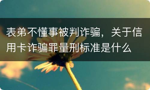 表弟不懂事被判诈骗，关于信用卡诈骗罪量刑标准是什么