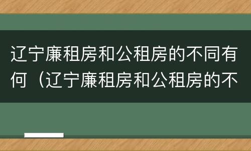辽宁廉租房和公租房的不同有何（辽宁廉租房和公租房的不同有何特点）