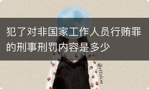 犯了对非国家工作人员行贿罪的刑事刑罚内容是多少