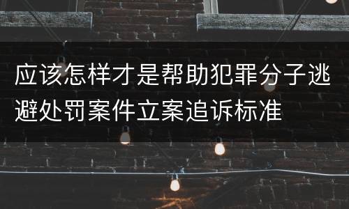 应该怎样才是帮助犯罪分子逃避处罚案件立案追诉标准