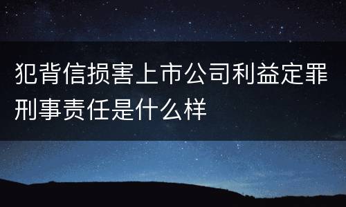 犯背信损害上市公司利益定罪刑事责任是什么样