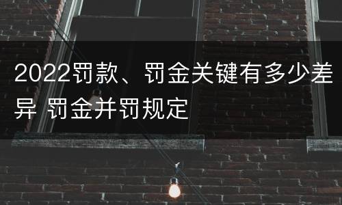 2022罚款、罚金关键有多少差异 罚金并罚规定