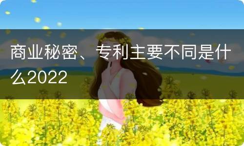 商业秘密、专利主要不同是什么2022