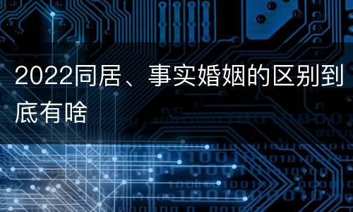 2022同居、事实婚姻的区别到底有啥