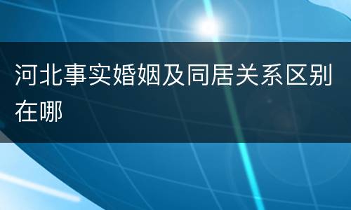 河北事实婚姻及同居关系区别在哪