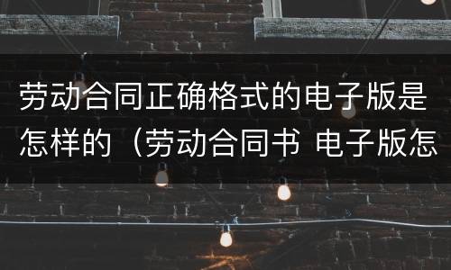 劳动合同正确格式的电子版是怎样的（劳动合同书 电子版怎么填）