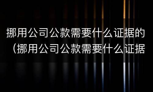 挪用公司公款需要什么证据的（挪用公司公款需要什么证据的证明）