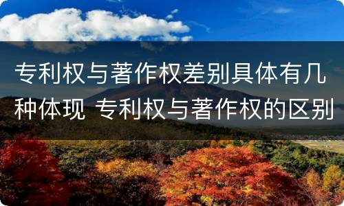 专利权与著作权差别具体有几种体现 专利权与著作权的区别与联系