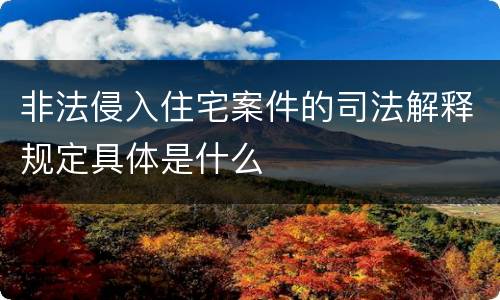 非法侵入住宅案件的司法解释规定具体是什么