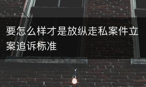 要怎么样才是放纵走私案件立案追诉标准