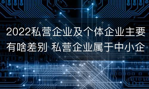 2022私营企业及个体企业主要有啥差别 私营企业属于中小企业吗