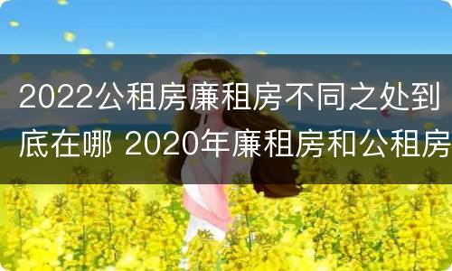 2022公租房廉租房不同之处到底在哪 2020年廉租房和公租房的区别