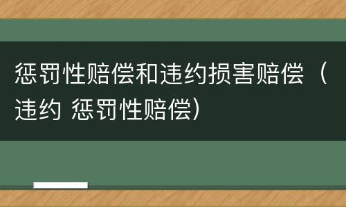 惩罚性赔偿和违约损害赔偿（违约 惩罚性赔偿）