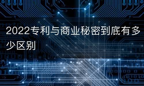 2022专利与商业秘密到底有多少区别