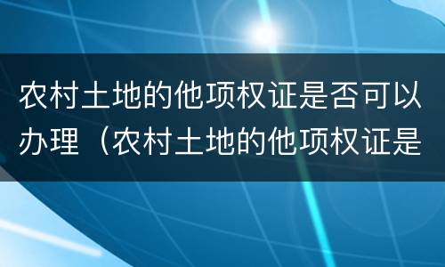 农村土地的他项权证是否可以办理（农村土地的他项权证是否可以办理抵押贷款）