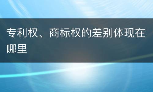 专利权、商标权的差别体现在哪里