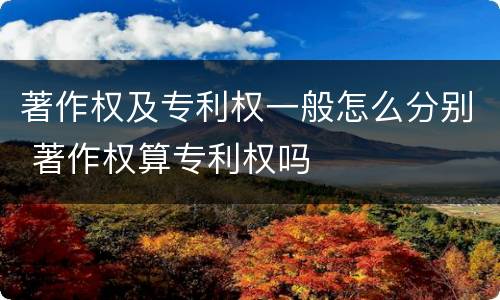 著作权及专利权一般怎么分别 著作权算专利权吗