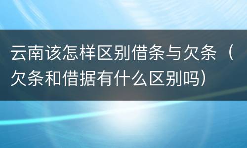 云南该怎样区别借条与欠条（欠条和借据有什么区别吗）