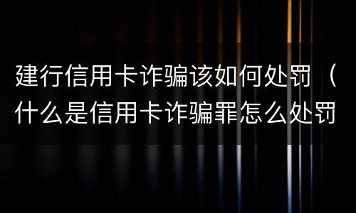 建行信用卡诈骗该如何处罚（什么是信用卡诈骗罪怎么处罚）