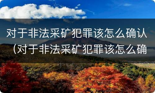对于非法采矿犯罪该怎么确认（对于非法采矿犯罪该怎么确认责任）