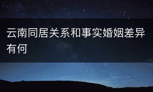 云南同居关系和事实婚姻差异有何
