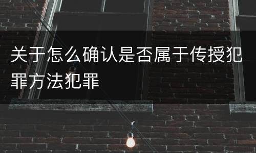 关于怎么确认是否属于传授犯罪方法犯罪