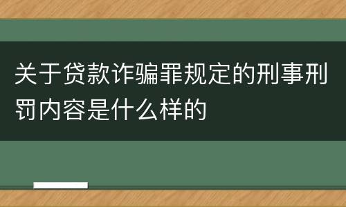 关于贷款诈骗罪规定的刑事刑罚内容是什么样的