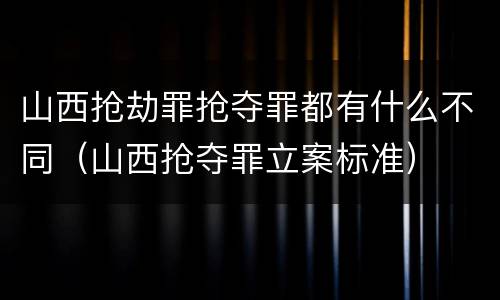 山西抢劫罪抢夺罪都有什么不同（山西抢夺罪立案标准）