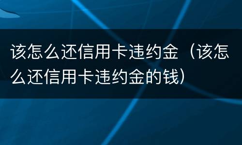 该怎么还信用卡违约金（该怎么还信用卡违约金的钱）