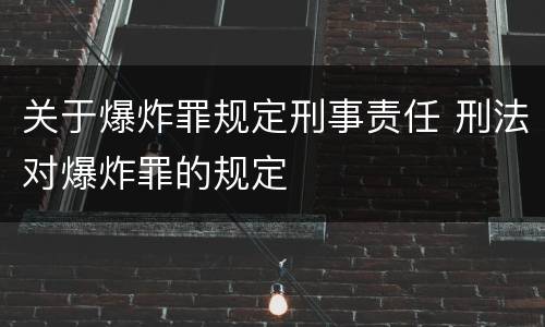 关于爆炸罪规定刑事责任 刑法对爆炸罪的规定