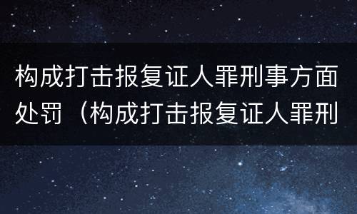 构成打击报复证人罪刑事方面处罚（构成打击报复证人罪刑事方面处罚决定书）