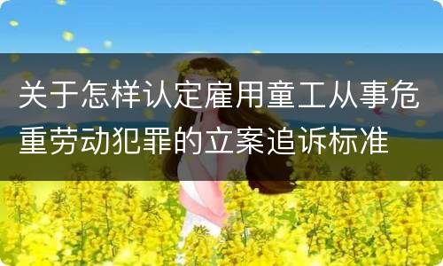 关于怎样认定雇用童工从事危重劳动犯罪的立案追诉标准