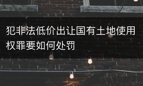 犯非法低价出让国有土地使用权罪要如何处罚